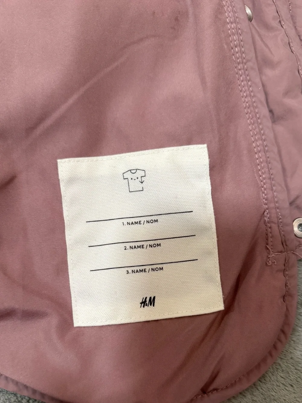 H&M Girls Quilted Jacket - Dusty Rose size 6-8